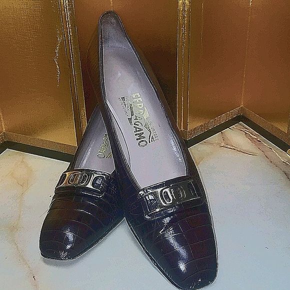 ❤💖Salvatore Ferragamo Womens Python Block Shoes - Picture 1 of 9